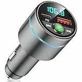 Mohard Bluetooth Adapter Auto, Ganzmetall FM Transmitter Auto Bluetooth mit PD 30W & QC3.0 18W Schnellladung, Freisprechanlage Bluetooth5.3, Rauschunterdrückung Mikrofon, Ringlicht