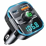 2-in-1 Bluetooth Adapter Auto & Schnelles Autoladegerät (PD 36W & QC3.0 18W) - Neuester FM Transmitter Zigarettenanzünder mit Dual Mikrofon, unterstützt Siri-Assistent & Freisprecheinrichtung