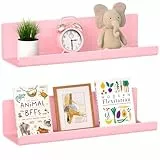 WELDUN Schweberegale, 2er Set Wandregal Bilderleiste Display, Dekorative Wandregale für Wohnzimmer, Schlafzimmer, Badezimmer, Küche, Home Office, Waschküche, Kunststoff, Rosa