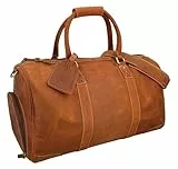 Gusti Leder Reisetasche Davide - Weekender Herren mit Schuhfach für Damen & Herren - Leder Reisetasche als Boardtasche Umhängetasche Braun