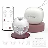 Momcozy M5 Smart Milchpumpe Elektrische, App-Steuerung Milchpumpen handsfree, tragbare Doppel Brustpumpen mit Babymund Doppelgedichtete Brusthaube mit 3 Modi und 9 Stufen - 1 Pack, Grau