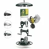 wildtier herz I Körner Vogelfutterspender 35cm - aus rostfreiem Metall, Vogel Futterstation, Futtersäule, Wildvögel Futtersilo, ganzjährige Fütterung (Grün)