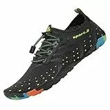 SAGUARO Badeschuhe Damen Herren Wasserschuhe Schwimmschuhe Schnelltrocken Aquaschuhe Strandschuhe Leicht Neoprenschuhe Surfschuhe rutschfeste Tauchschuhe Wassersportschuhe Stil 1:Schwarz Gr.45 EU