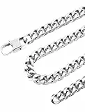 Inscca Ketten für Herren Kubanische Kette Silber Edelstahl 50cm Breite 12mm Edelstahlkette Chirurgenstahl 316l Hip Hop Herren Massiv für Modebewusster Teenager