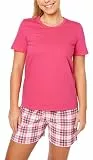 Merry Style Damen Schlafanzug Zweiteiler Pyjama Kurz aus Baumwolle Pyjama Set MS10-177 (Amaranth/Grau, M)