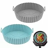 Silikonform für Heißluftfritteuse, 2Pcs Airfryer Silikonform, Silikon Airfryer Zubehör, Silikoneinsatz Air Fryer Accessories Auflaufform für Cosori Philips, Reemplazar Heißluftfritteuse Backpapier