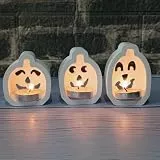 EPODA 4 Stück 3D Kürbis Silikonform mit Geist Gießformen für Kerzenhalter Teelichthalter Gips Halloween DIY Deko