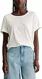 Marc OߴPolo Denim Damen T-Shirt aus Bio-Baumwolle Relaxed Fit, Weiß (Silky White), M