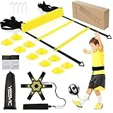 Yissvic Fussball Trainingszubehör Koordinationsleiter Fussball Geschenke Jungen mit Kick Trainer 6m Trainingsset 10 Hütchen Fussball 4 Erdnägel Gelb