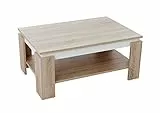 Hela Tische, Couchtisch Sofatisch Tim, Holzwerkstoff melaminbeschichtet, farbiger Tischkranz, Sonoma/Weiß, große Ablage, 90x60x41cm