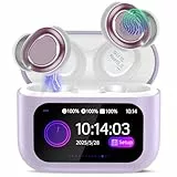 ZYHKON Bluetooth Kopfhörer, Bluetooth 5.4 Schlafkopfhörer In Ear mit Touchscreen, 48H Spielzeit Mini Kopfhörer mit HiFi Sound/5 EQ-Modi/ENC Noise Cancelling, Wireless Ohrhörer Lavendelviolett