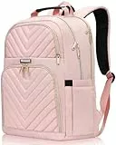Kuosdaz Rucksack Damen, 15.6 Zoll Schulrucksack Mädchen Teenager mit USB Ladeanschluss, Laptop Rucksack Stylischer Daypack Wasserdichte für Schule, Uni, Reisen, Arbeit, Rosa
