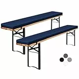 Showgeous 2er-Pack Bierbankauflage Gepolstert für Bierzeltgarnitur Bankauflage 220x25x3cm XL Waschbare Bierbankauflagen Gepolstert Auflage für Biertisch & Partyzeltgarnitur(Navy Blau,Wasserabweisend)