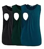 Smallshow 3er Pack Umstands-Still-Tanktops Ärmellos Stillen Tops Damen Stilloberteile,Black-Deep Green-Teal,L