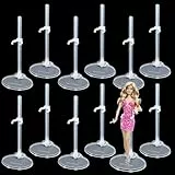 Anseom 12 Stücke Puppenständer, Verstellbar Puppenständer, Plastikpuppenständer Klar Puppen Display Halter Kunststoff Puppenständerhalter Actionfiguren Puppenzubehör für 9-11 Zoll Barbie-Puppen