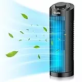 Grelife Leiser Turmventilator, 7,9m/s Geschwindigkeit, 70° Oszillierende Ventilatoren, Schnelle Kühlung Tischventilator für Büro, Zuhause, Schlafzimmer, Schwarz