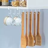 KAIOEYUH 2 Stücke Becher Tassen Lagerung Haken Unter Regal Tassenhalter Küchenutensilien Krawatten Gürtel und Schal Hängen Rack Halter Unterschrank Schrank (Weiß)