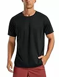 CRZ YOGA Herren Leichte Funktionsshirt Schnelltrocknend Kurzarm-T-Shirt Atmungsaktiv Trainingsshirt Workout Sport Oberteile Schwarz L