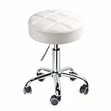 Leader Accessories Drehhocker höhenverstellbar Rollhocker Funktionaler Arbeitshocker Studiohocker im modernen Design Weiß(Sitz Φ35cm)