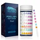 RUNBO 7 IN 1 Poolwasser Teststreifen für pH,150 Stück,Wassertester Tester für Spa Schwimmbad,Genauer Test-Brom, Gesamtalkalinität,Freies Chlor,Gesamthärte,Cyanursäure und Gesamtchlor,pH