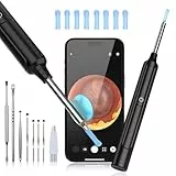 Ohrenschmalz Entferner Otoskop, AZHE Wifi Ohrenreiniger Kamera, 5MP HD Ohrreiniger, IP67 Wasserdicht Otoskop, 3.9mm Linse Ohr Endoskop mit 6 LEDs für iPhone, iPad und Android-Smartphones, Schwarz