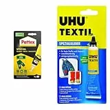 Henkel Pattex Spezialkleber Textil, Textilkleber & UHU Spezialkleber Textil Tube, Schnellabbindender Klebstoff für verschiedenste Textilien und Stoffe, 20 g