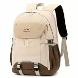 unisoul Schulrucksack Teenager mit 2 Hauptfächern (30L), DIN A4 Laptop Rucksack 15,6 Zoll, Ergonomischer Wasserdicht Wanderrucksack für Schule, Reise und Outdoor, Braun