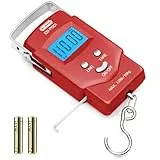 Dr.meter Kofferwaage digital mit Haken (PS01), 110 lb/50 kg Fischwaage, Kofferwaage mit LCD-Display, Maßband, tragbare Gepäckwaage, 2 AAA-Batterien, Angeln Geschenke für Männer