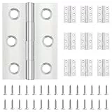 10 Stück Scharniere Klappbar 44mm × 31mm, Leryati Scharnier Edelstahl Klappbar Scharnierband Klein Türscharnier für Türen Fenster, Klavierband Scharnier mit 60 Stück Schrauben