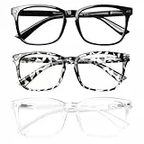 COJWIS 3 Pack Blaulichtfilter Lesebrille groß Damen Herren Computerbrille Lesebrillen Sehhilfe Brille Computer-Lesebrillen mit Sehstärke (3 Pack Farbe, 1.50, x)