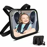 AiQInu Rücksitzspiegel für Babys, Spiegel Auto Baby Rückbank Verstellbare Elastische Riemen, Spiegel Auto 360° Schwenkbar, Bruchsicherer Rückspiegel für Babyschale für Allerlei Kopfstützen