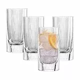 Schott Zwiesel Fave Longdrinkgläser (4er Set), moderne Longdrinkgläser mit Rillen und Cut Outs, spülmaschinenfeste Kristallgläser (Art. Nr. 124305)