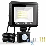 30W LED Strahler mit Bewegungsmelder Außen, 3000 LM Außenlampe 6500K Kaltweiß Superhell Fluter Scheinwerfer Licht, IP65 Wasserdicht Außenbeleuchtung Lampe Aussen für Innenhöfe, Garage