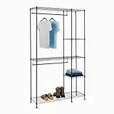 Amazon Basics – Hänge-Aufbewahrungsregal aus Metall mit Ablagefächern, Schwarz, 114 x 36 x 193 cm