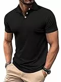 PINSPARK Poloshirt Herren Bauchfit Golf Tennis Muskel-Poloshirts Training Kurzarm Polo Shirt Männer Sommer Multipacks Polohemd Quick Dry Sportwear Schwarz XXXL (1 Stück)