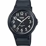 Casio Unisex Quartz Armbanduhr, 43.00mm GehäusegröÃŸe mit schwarz analog Zifferblatt und schwarz Rubber Strap Armband MW-240-1BVEF