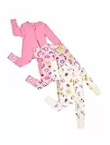 PATPAT Strampler 3er Pack für Unisex Baby Mädchen Jungen Babyschlafanzug mit Reissverschluss, Bambusviskose Schlafanzug Set mit Fuß Warme Winterkleidung, ROSA 3-6 Monate