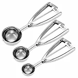 Fayomir Keksschaufel-Set – klein / 1 Esslöffel, mittel / 2 Esslöffel, groß / 3 Esslöffel – Eisportionierer, 18/8 Edelstahl Teigschaufel / Cupcake Schaufel / Melonenballer