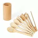 Naturoom Küchenutensilien-Set, 30,5 cm, Bambus-Kochlöffel und Spatel, perfekt für antihaftbeschichtetes Kochgeschirr, Bambus, 30,5 cm, 8 Stück