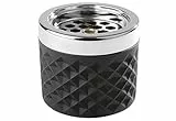 APS Windaschenbecher/Sturmaschenbecher aus verchromtem Metall, gefrostetes Glas, mit Bajonettverschluss, Ø 9,5 cm, 8 cm Höhe, schwarz