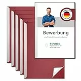 STRATAG Klemmschienen-Bewerbungsset Start Basic (Bordeaux, 5 Stück) mit transparentem Deckel aus PP Kunststoff sowie Binderücken aus robustem 290 g/m² Karton Lederstruktur (5 Bewerbungsmappen Rot)