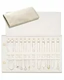 Lolalet Reise Halskettenorganizer Schmuckrolle, verwicklungsfreies Etui für Halsketten, faltbare Leder Rolltasche zur Aufbewahrung von Halsketten Ketten Armbändern – Beige, 12 Slots