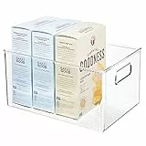 mDesign Aufbewahrungsbox mit Griffen – hohe Kühlschrankbox zur Lebensmittelaufbewahrung – Ablage aus Kunststoff für den Küchen- oder Kühlschrank – durchsichtig