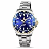 LN LENQIN Herrenuhren 30M Wasserdicht Edelstahlband Uhr für Männer Quarz Analog Uhren Herren Luxus Armbanduhren (Gold Blau)