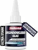 Sekundenkleber Gel Glas extra stark - Glaskleber transparent wasserfest, hitzebeständig & mit Nadel Verschluss gegen Austrocknung - Glas Kleber zum Verkleben von Glas & Acrylglas aller Art