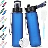 AOPREL Trinkflasche 1l, Trinkflasche Sport Tritan & BPA-Frei Wasserflasche Mit Filter und Bürste, Auslaufsicher Sportflasche Für Fitness, Wandern, Camping, Schule und Büro