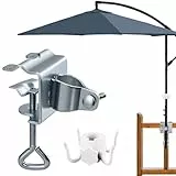 HEKOBAG Sonnenschirmhalter Balkonständer Sonnenschirm Schirmständer Balkongeländer Regenschirm Klemme Balkon Ampelschirm Balkon Halterung Ø25-37mm Balkonhalterung Schirm mit Haken für Garten Terrasse
