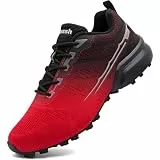 Dhinash Traillaufschuhe Herren Laufschuhe Trekking- & Wanderschuhe Turnschuhe Sneaker Sportschuhe Walkingschuhe Outdoor Fitnessschuhe Straßenlaufschuhe Rot Schwarz Gr.45