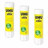 UHU Stic Klebestift – lösungsmittelfrei – transparente Anwendung – 8 g – 3 Stück