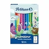 Pelikan Jumbo Buntstifte combino, dreieckig, dick, mit Tier-Motiven, 12 Stück